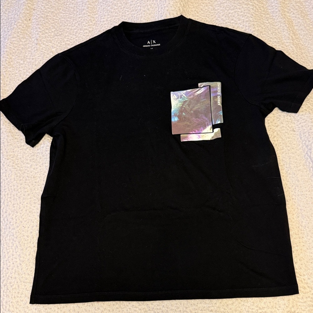 A/X Armani Exchange T shirt with holographic/iridescent design.
RARE